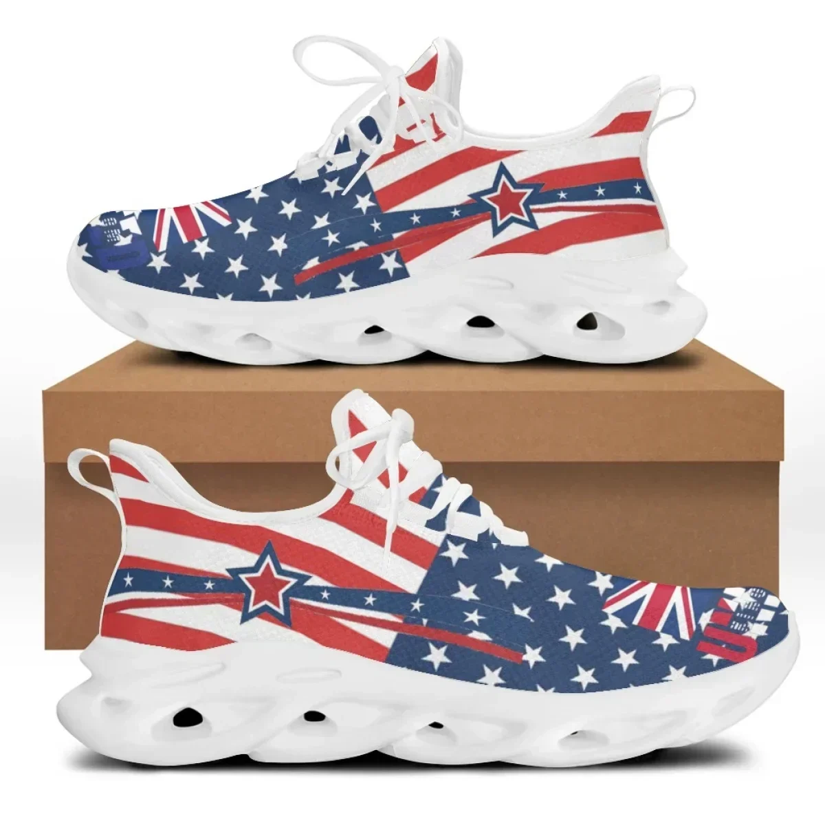 Women'S Shoes Liberty - 7.4 Flache Schuhe mit amerikanischer Flagge
