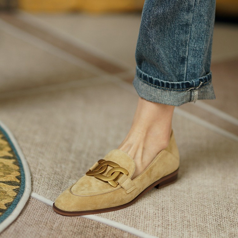 Women'S Shoes Round Toe - Wildleder Leder Frauen Loafers Frühling/Herbst Niedrigen
