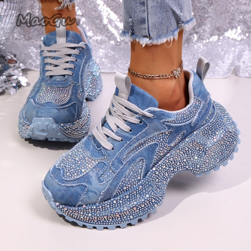 Women Shoes Store - Mode Strass frauen Chunky Turnschuhe Dicke