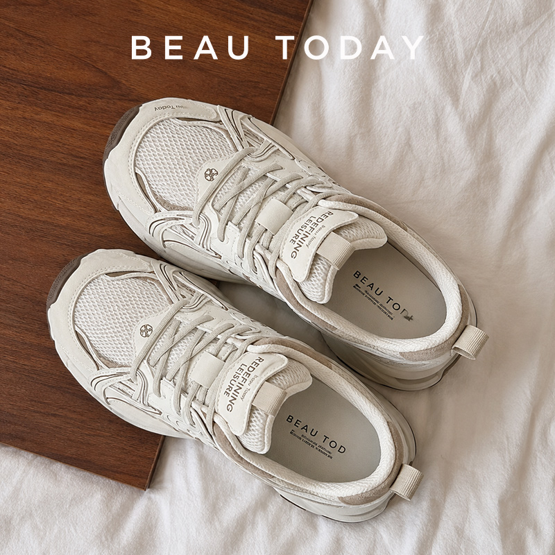 Women Shoes Store - BEAUTODAY Chunky Sneakers für Damen, Spaltleder,