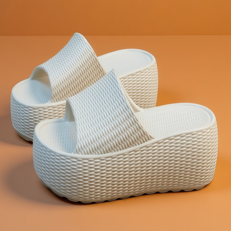Women Shoes Wedges - Neue Strukturierte Gewebte Plateau-Slides für Damen,
