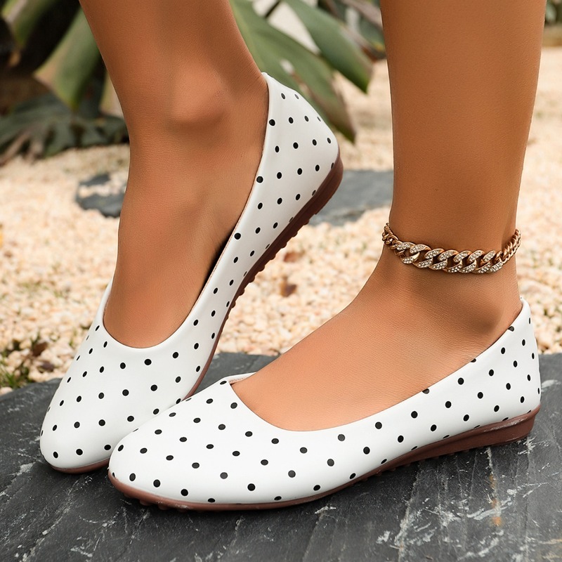 Damen Weiße Polka-Dot Ballerin – Shoes For Women Flats Bewertung und Preis