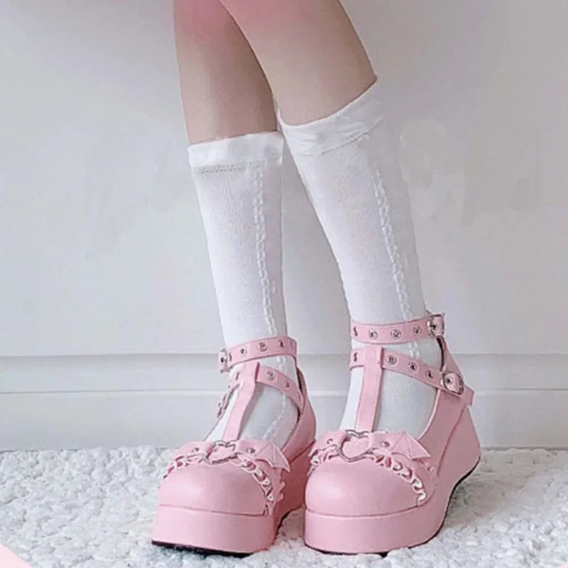 Neue Sweet Heart Buckle Wedges – Women'S Shoes Round Toe Bewertung und Preis