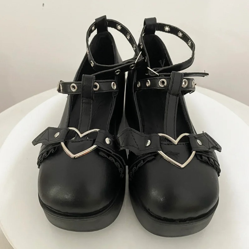 Neue Sweet Heart Buckle Wedges – Women'S Shoes Round Toe Bewertung und Preis