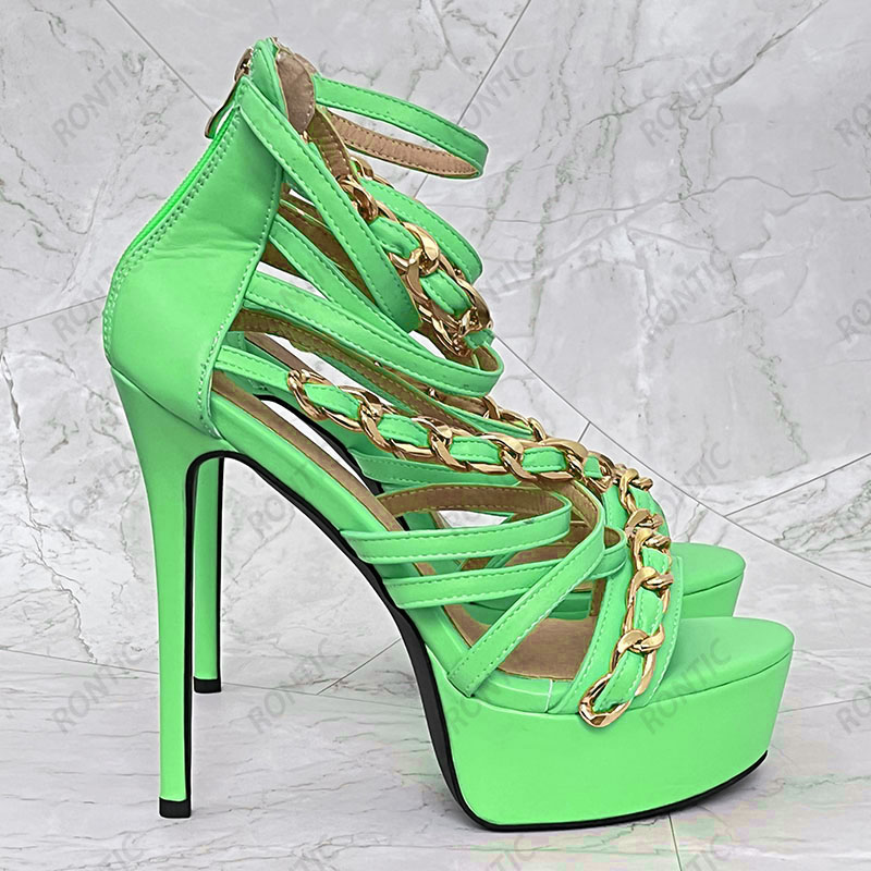 Rontic Neue Ankunft Frauen Som – Gold Chain Sandal Bewertung und Preis