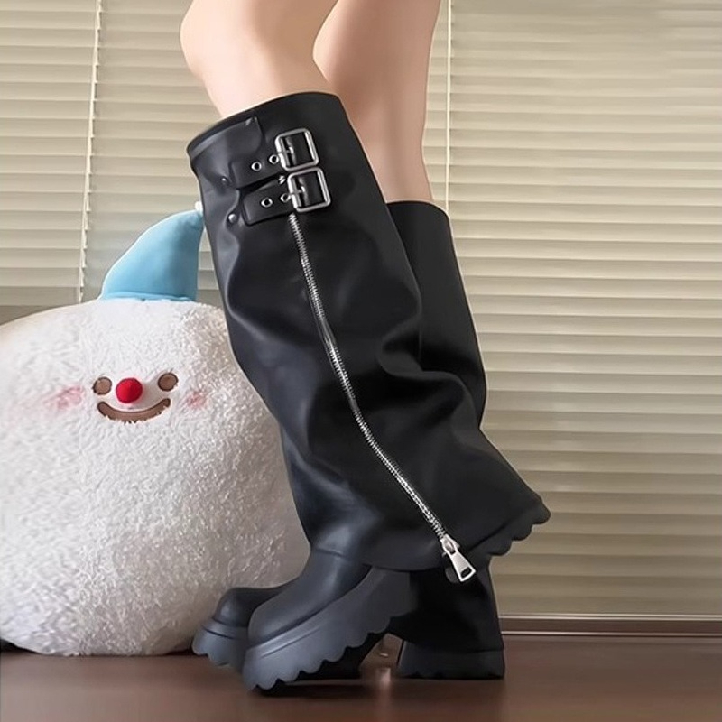 Punk Stil Spleißen Dicken Bode – High Knee Heel Boots Bewertung und Preis