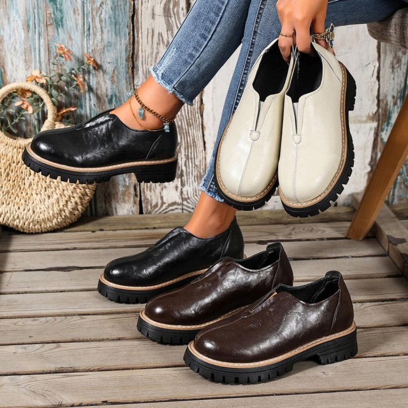 Retro Britischer Stil Damensch – Women'S Shoes Round Toe Bewertung und Preis