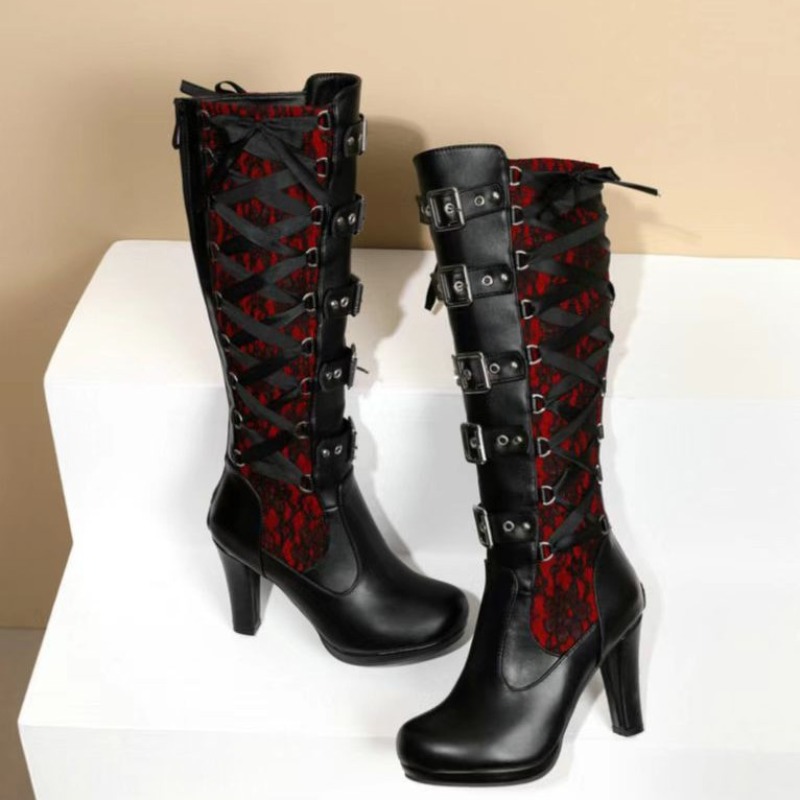 Punk Gothic Stiefel für Damen, – High Knee Heel Boots Bewertung und Preis