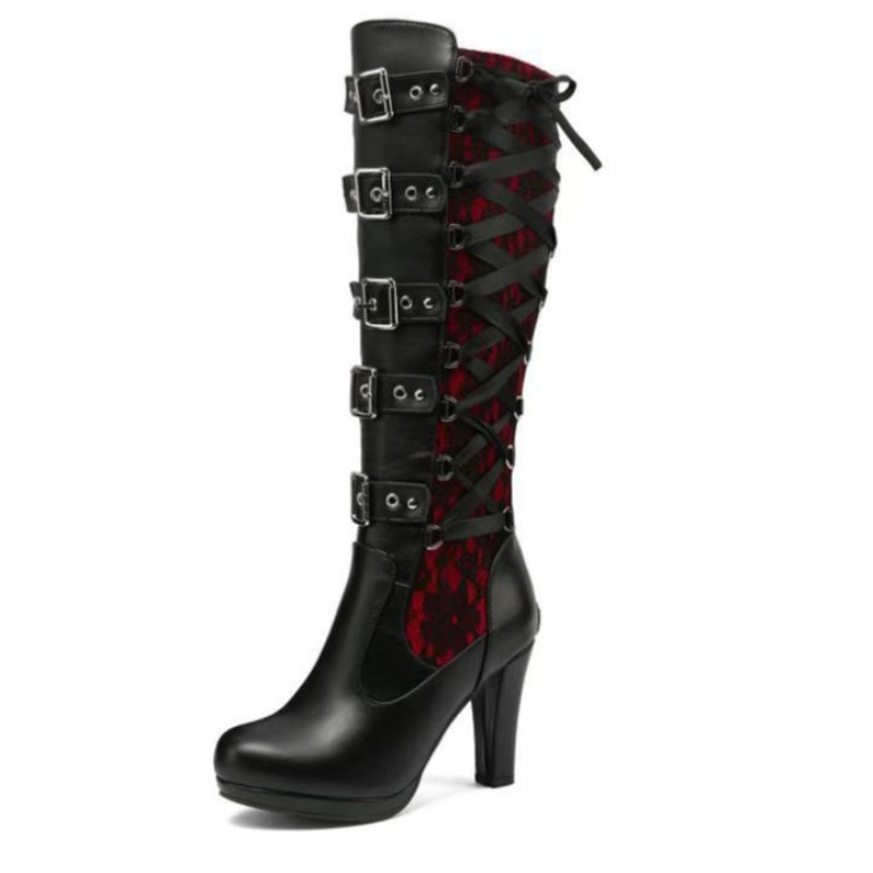 Punk Gothic Stiefel für Damen, – High Knee Heel Boots Bewertung und Preis