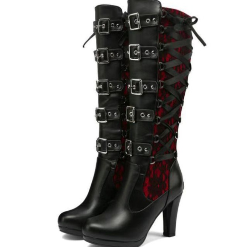Punk Gothic Stiefel für Damen, – High Knee Heel Boots Bewertung und Preis