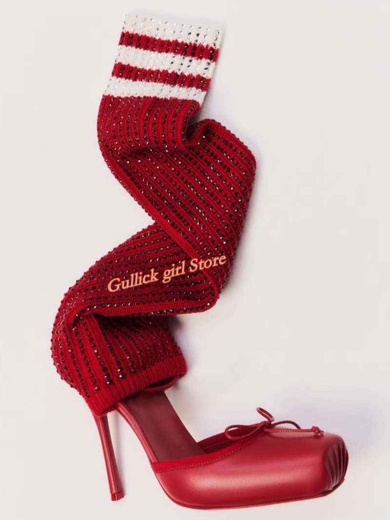 Rote Strick-Stiefeletten mit e – Sock Boot Women Bewertung und Preis