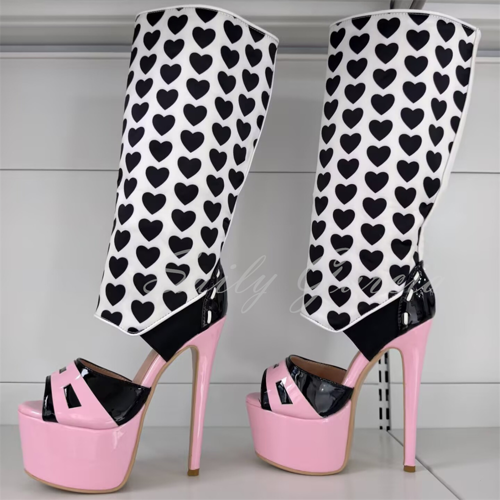 Damen Rosa Herz-Dekor Kniehohe – High Knee Heel Boots Bewertung und Preis