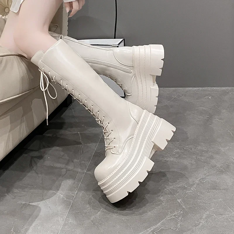 10CM Neue frauen Römischen Lan – High Knee Heel Boots Bewertung und Preis