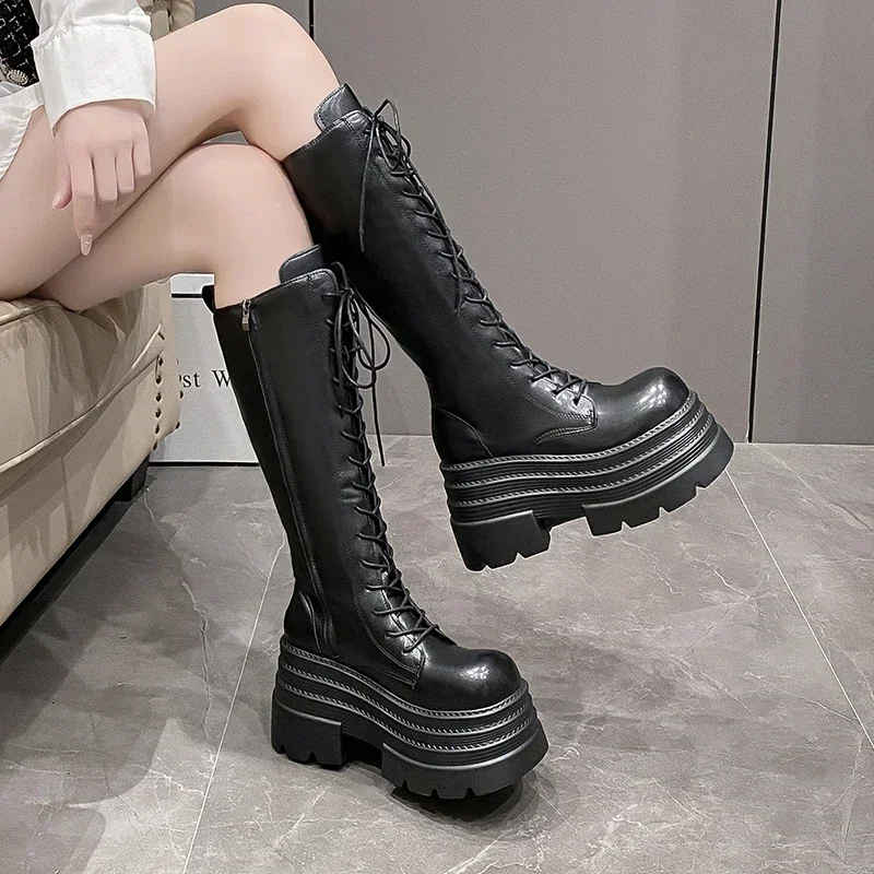 10CM Neue frauen Römischen Lan – High Knee Heel Boots Bewertung und Preis